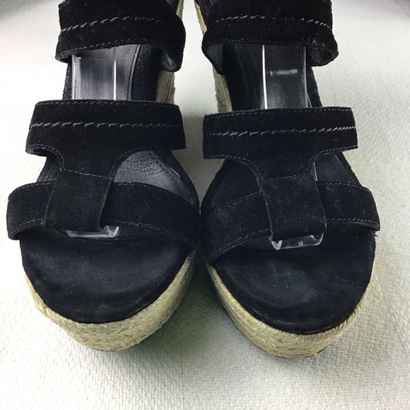 UGG black velvet straps platform wedge espadrille - Picture 4 of 7